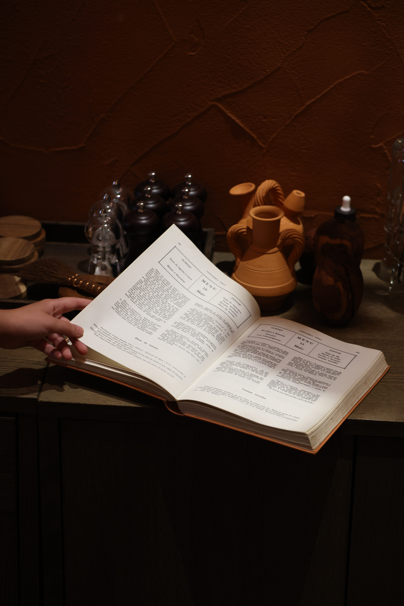 Antique book of Portuguese recipes and menus